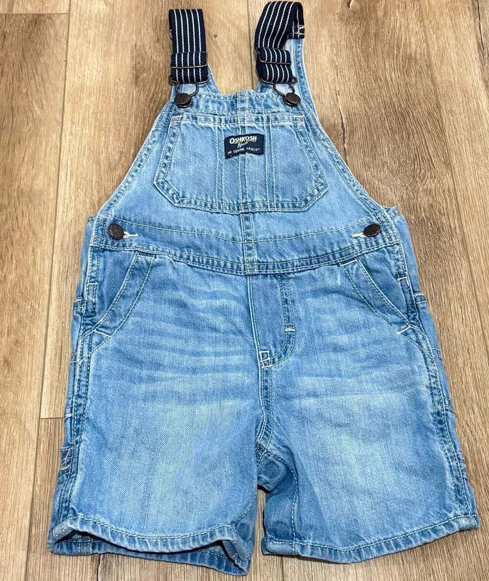 OshKosh B'gosh Toddler Denim Shortalls with Stripe Straps